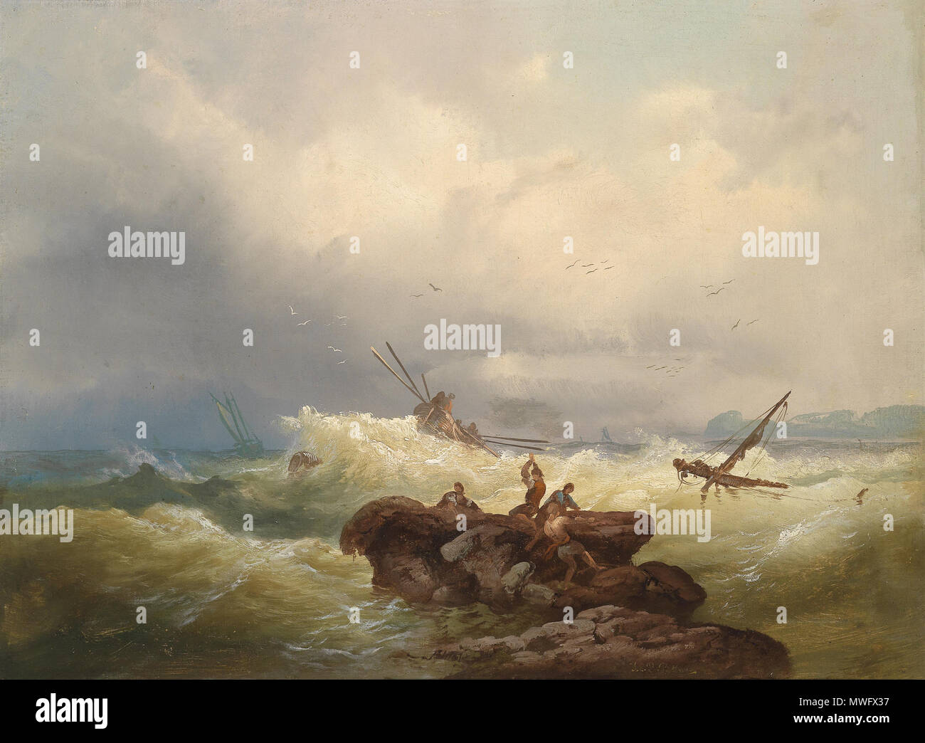 323 Josef Carl Berthold Püttner Rettende Felsen bei stürmischer vedere Foto Stock