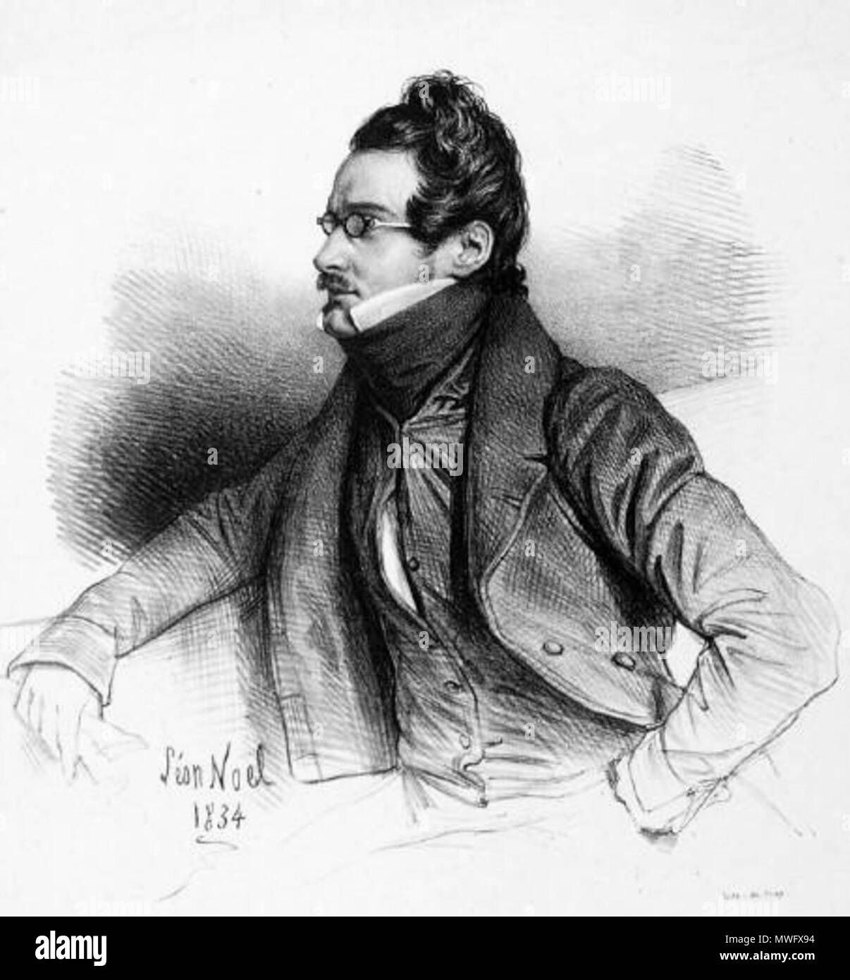 . Inglese: belga violinista e compositore Giuseppe Ghys (1801-1848) da Alphonse-Léon Noël (1807-1884 . 1834. Alphonse-Léon Noël 324 Joseph Ghys 1834 Foto Stock