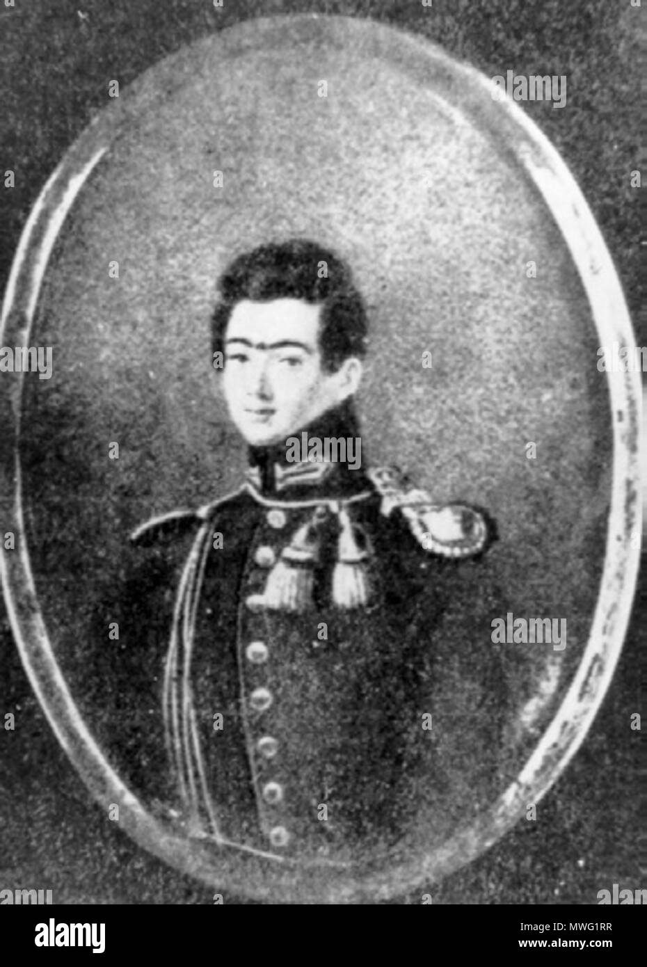 . Inizio ritratto di Mihail Kogălniceanu. Stampato per la prima volta in Kogălniceanu, Mihail (1908): Iluzii perdute, București: Socec . 1835. Sconosciuto 343 Kogalniceanu gioventù Foto Stock