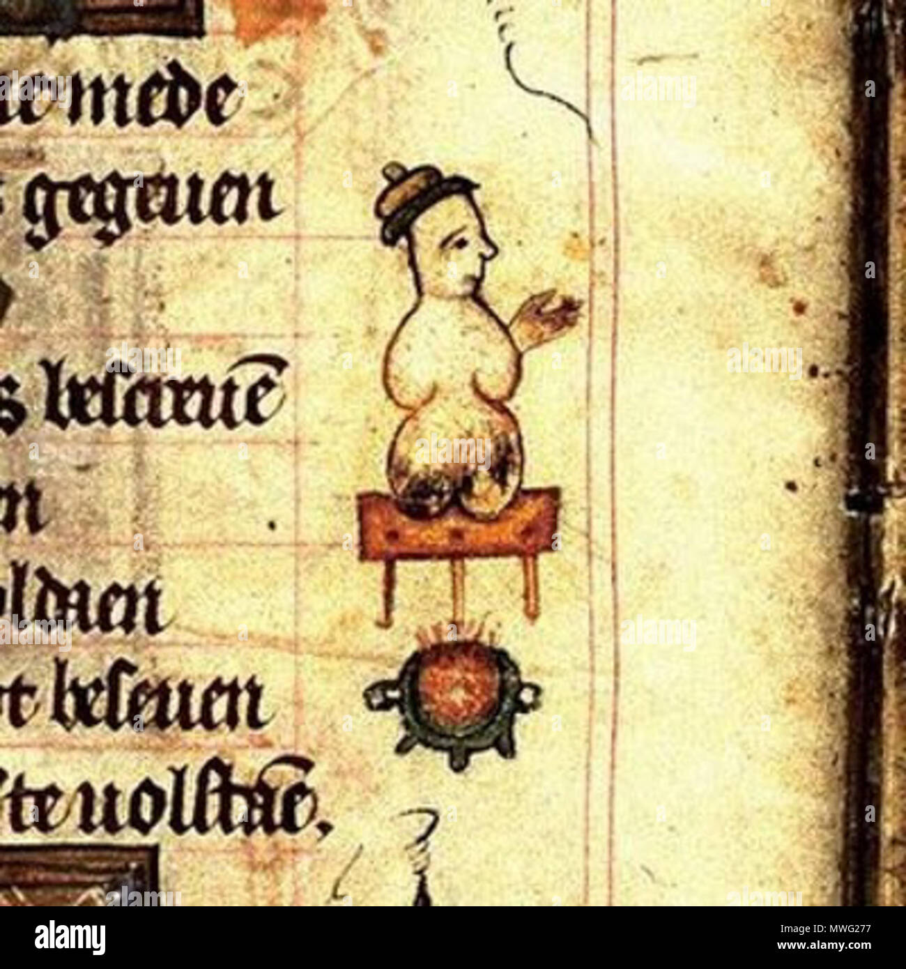 . Inglese: Secondo w:pupazzo di neve, 'Documentation del primo pupazzo di neve non è chiara. Tuttavia, Bob Eckstein, autore della storia del pupazzo di neve pupazzo di neve documentato a partire dal medioevo, ricercando raffigurazioni artistiche in musei europei, gallerie d'arte e le biblioteche. La prima documentazione ha trovato era una figura marginale da un libro di ore da 1380, trovati in Koninklijke Bibliotheek, nel HagueEckstein, Bob (2008-12-02). La mia ricerca per il primo pupazzo di neve. La storia del pupazzo di neve. Aprire un salone. Richiamato su 2010-01-11.". La Ricerca immagini di Google per questi parametri si voltò [1], WH Foto Stock