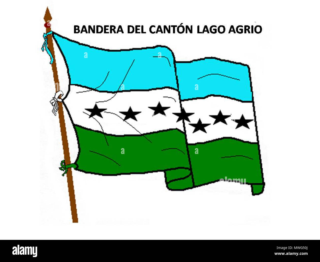 . Español: Bandera oficial del cantón Lago Agrio, Sucumbios - Ecuador . Fuente gubernamental 357 Lago Agrio (bandera) Foto Stock