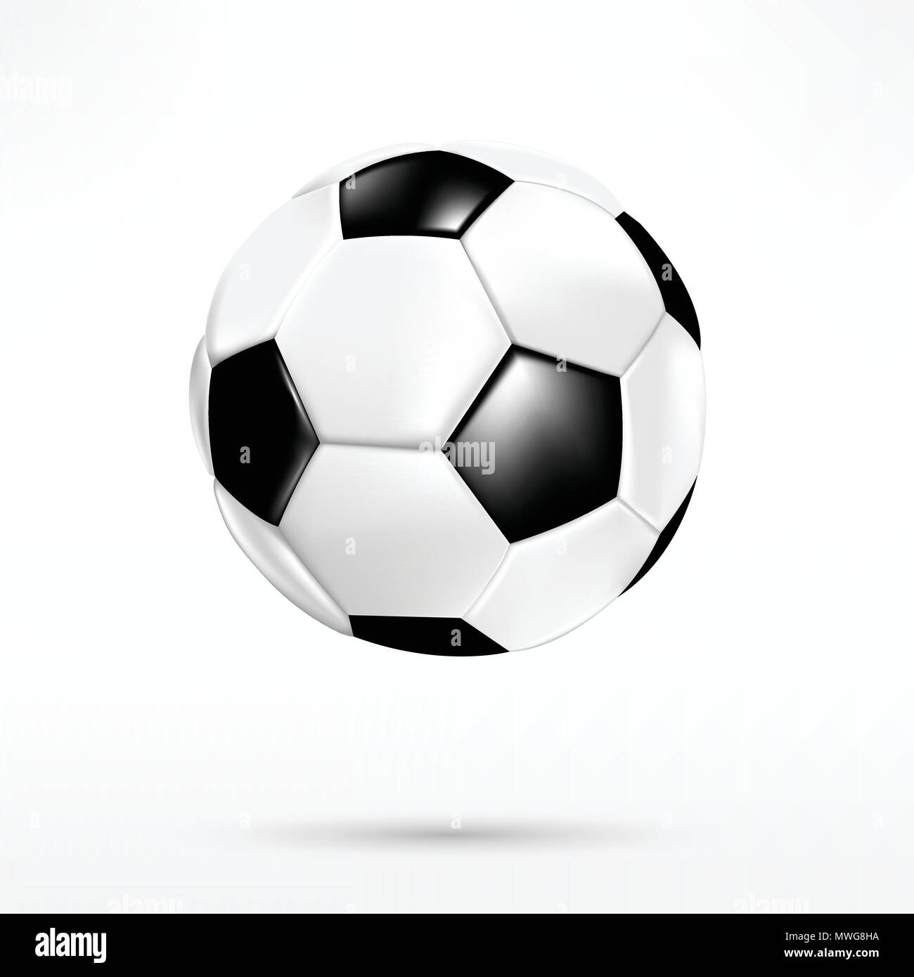 3D in bianco e nero pallone da calcio su sfondo bianco illustrazione vettoriale Illustrazione Vettoriale