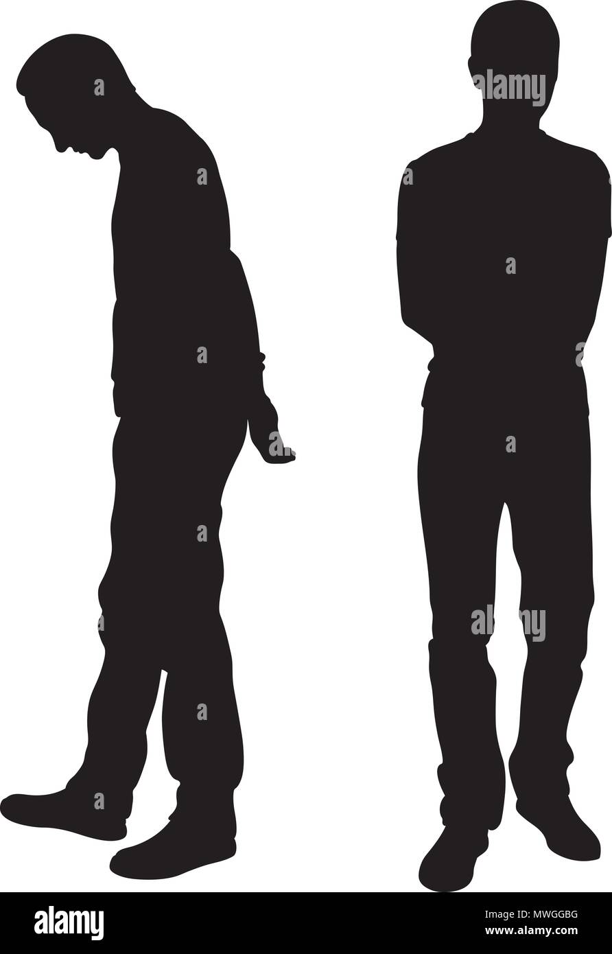 Le persone tenendo le mani dietro la schiena isolato su bianco Illustrazione Vettoriale