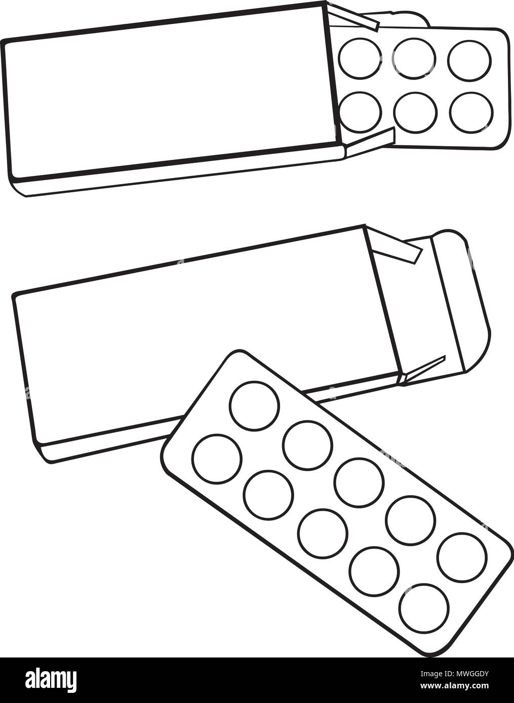 Set di pillole illustrazione isolato su bianco Illustrazione Vettoriale