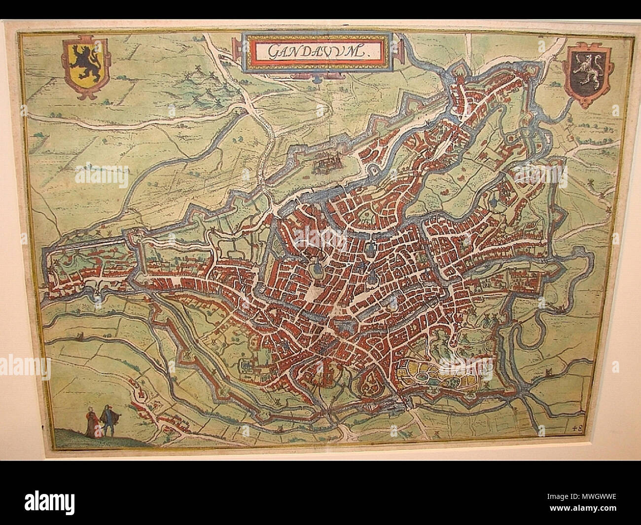 . Inglese: Mappa di Gand di Lodovico Guicciardini . 1 marzo 2012. Lodovico Guicciardini 393 Mappa di Gand da Giuccardini kol Foto Stock