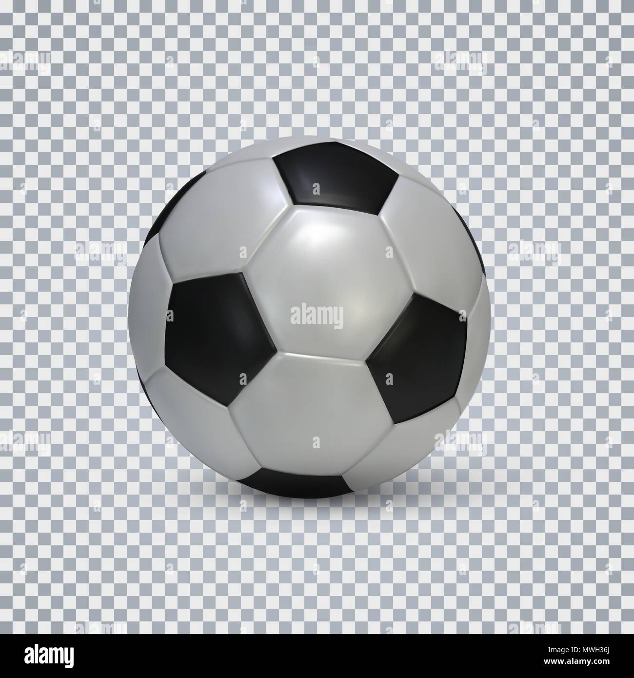 Pallone da calcio. Calcio realistiche sfera con ombra su sfondo trasparente. Illustrazione Vettoriale Illustrazione Vettoriale