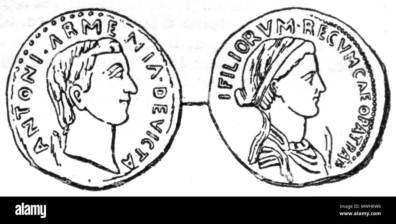 . Denario raffigurante Antonio e Cleopatra. Sear# 440. 1898. 52 sconosciuto AntonyAndCleopatraCoin Foto Stock