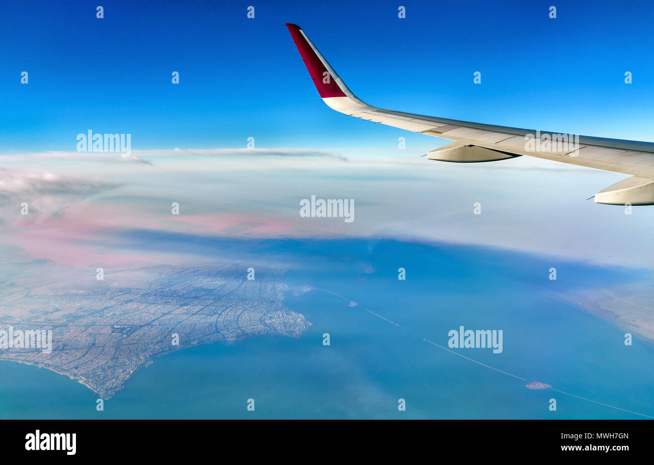 Vista del Kuwait da un aeroplano Foto Stock