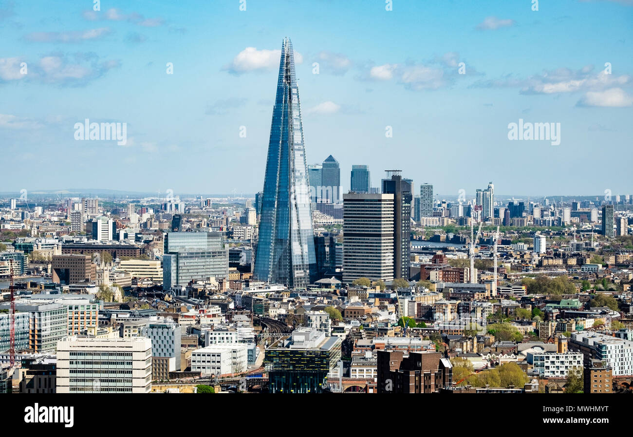Vista del coccio e sullo skyline di Londra, Regno Unito Foto Stock
