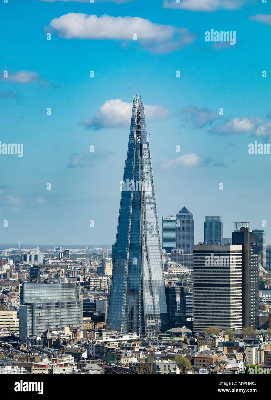 Vista del coccio e sullo skyline di Londra, Regno Unito Foto Stock