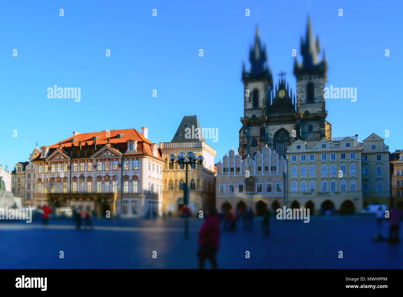 Piazza della Città Vecchia di Praga, Repubblica Ceca. Effetto diorama Foto Stock