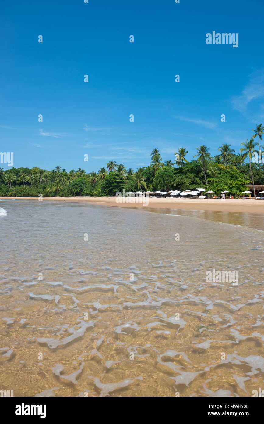 Barra Grande, Brasile - 8 Dicembre 2016: piscine naturali nella Barra Grande spiaggia al Peninsula de Marau, Sud Bahia in Brasile Foto Stock