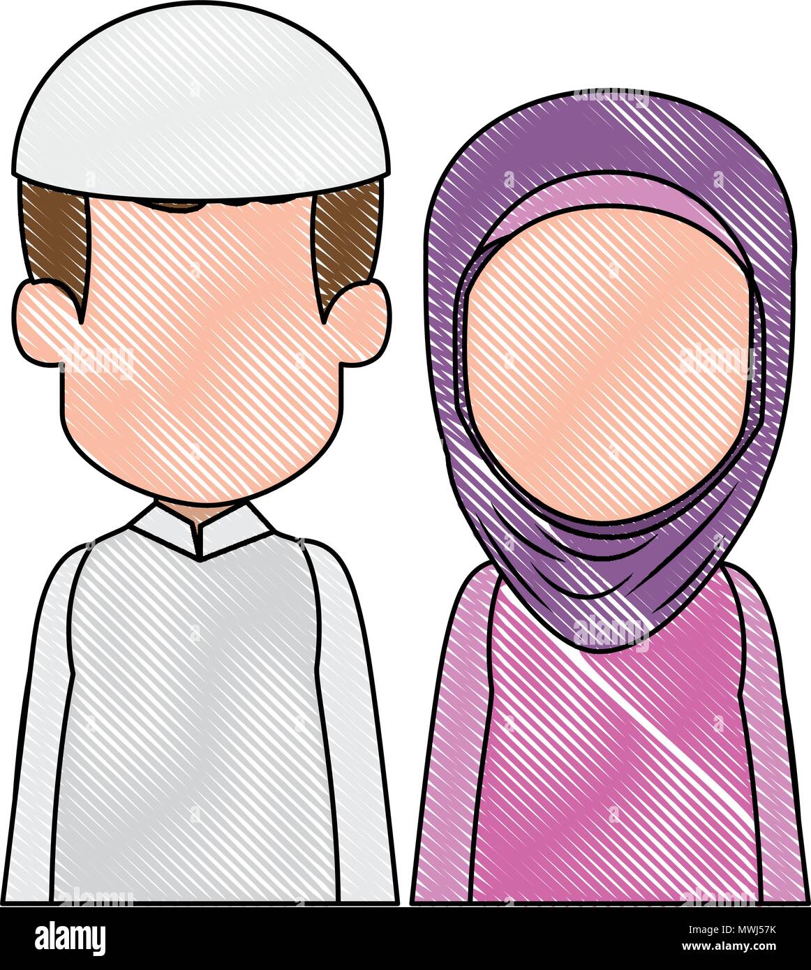 Coppia musulmana avatar caratteri Illustrazione Vettoriale