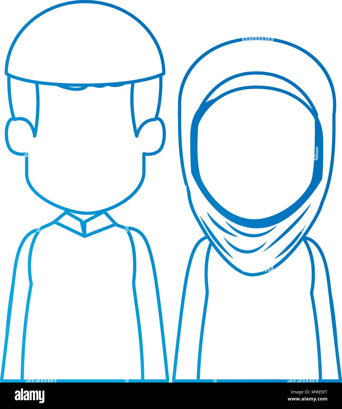Coppia musulmana avatar caratteri Illustrazione Vettoriale