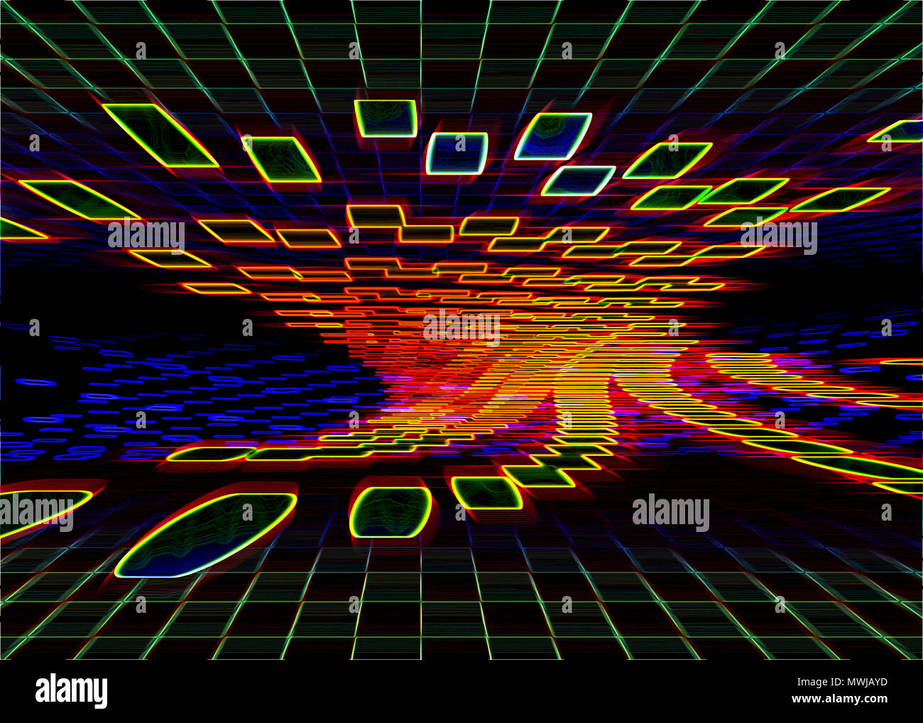Abstract Sci-Fi Background in forti colori luminosi Foto Stock
