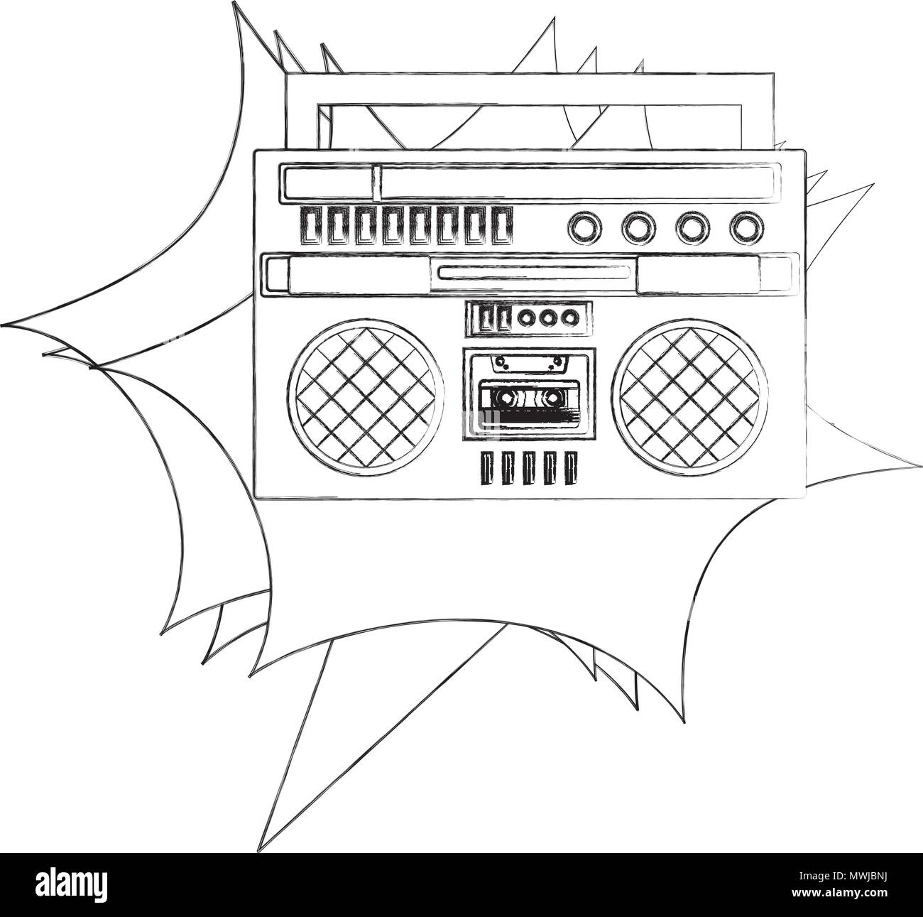 Musica radio in stile retrò illustrazione vettoriale design Illustrazione Vettoriale