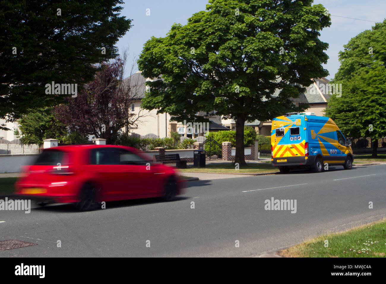 Velocità veicolo laser operanti in Broadway, Morecambe, Regno Unito Foto Stock