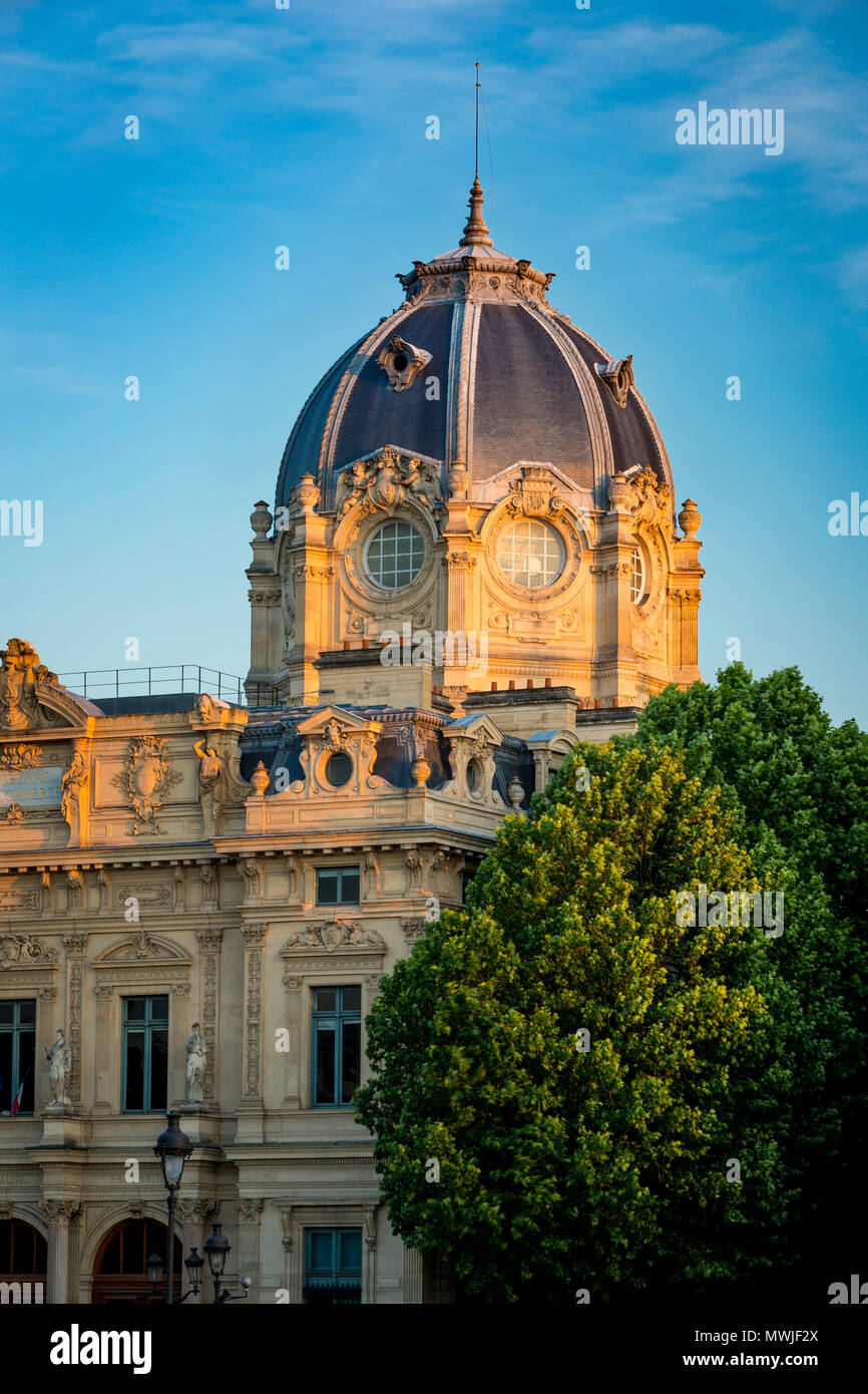 Sera La luce solare sulla Greffe du Tribunal de Commerce de Paris - il tribunale commerciale edificio sulla Ile de la Cite, Parigi, Francia Foto Stock