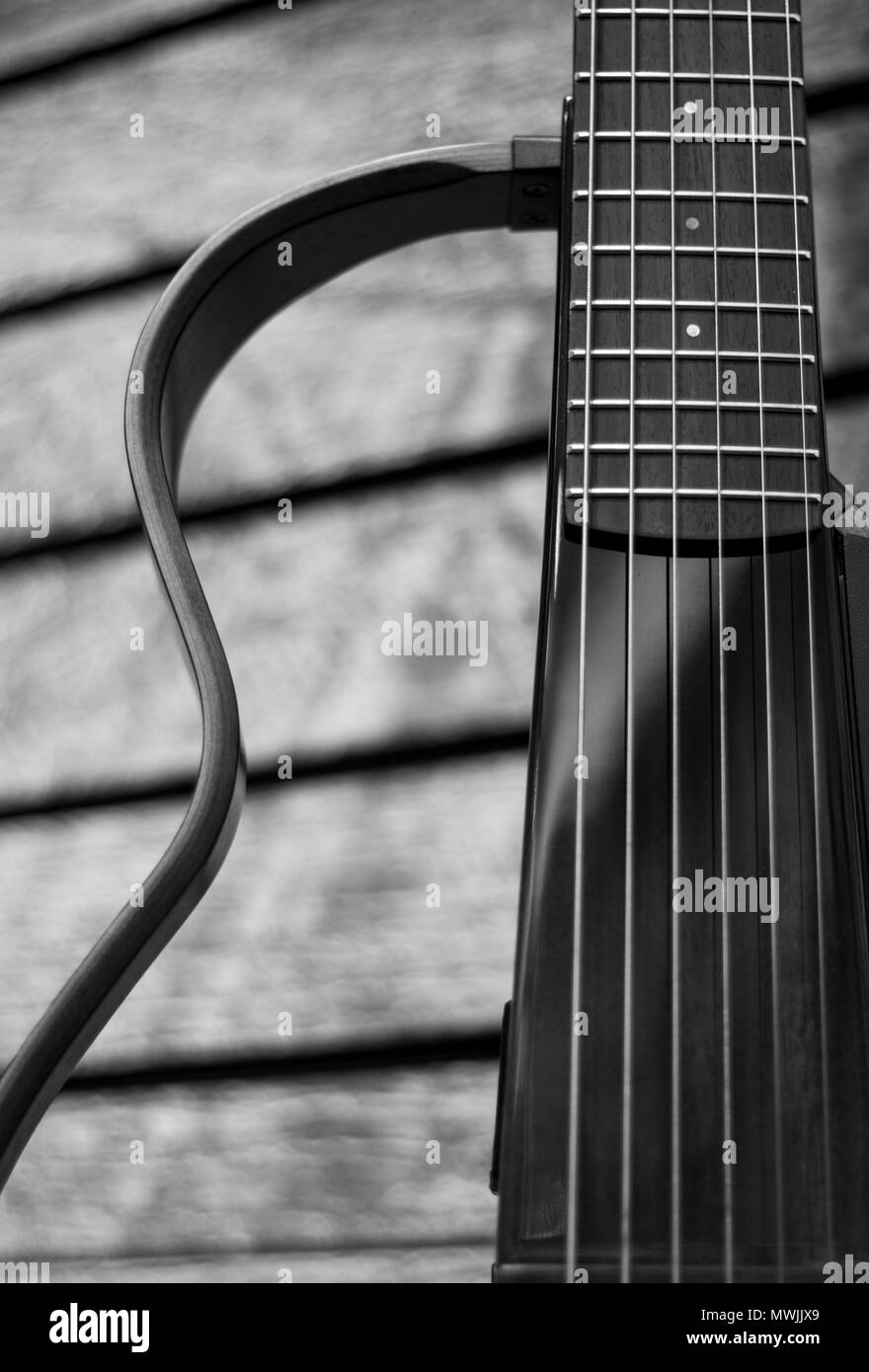 In bianco e nero la chitarra Foto Stock