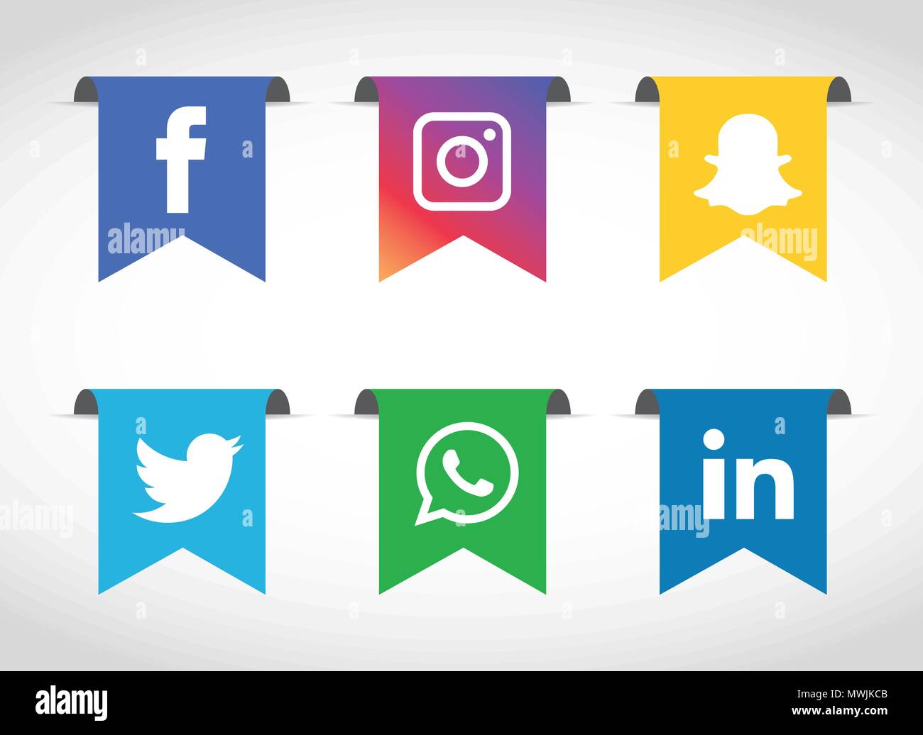 Social media set di icone. Vettore Logo Illustrator. facebook instagram, Whatsapp, Illustrazione Vettoriale