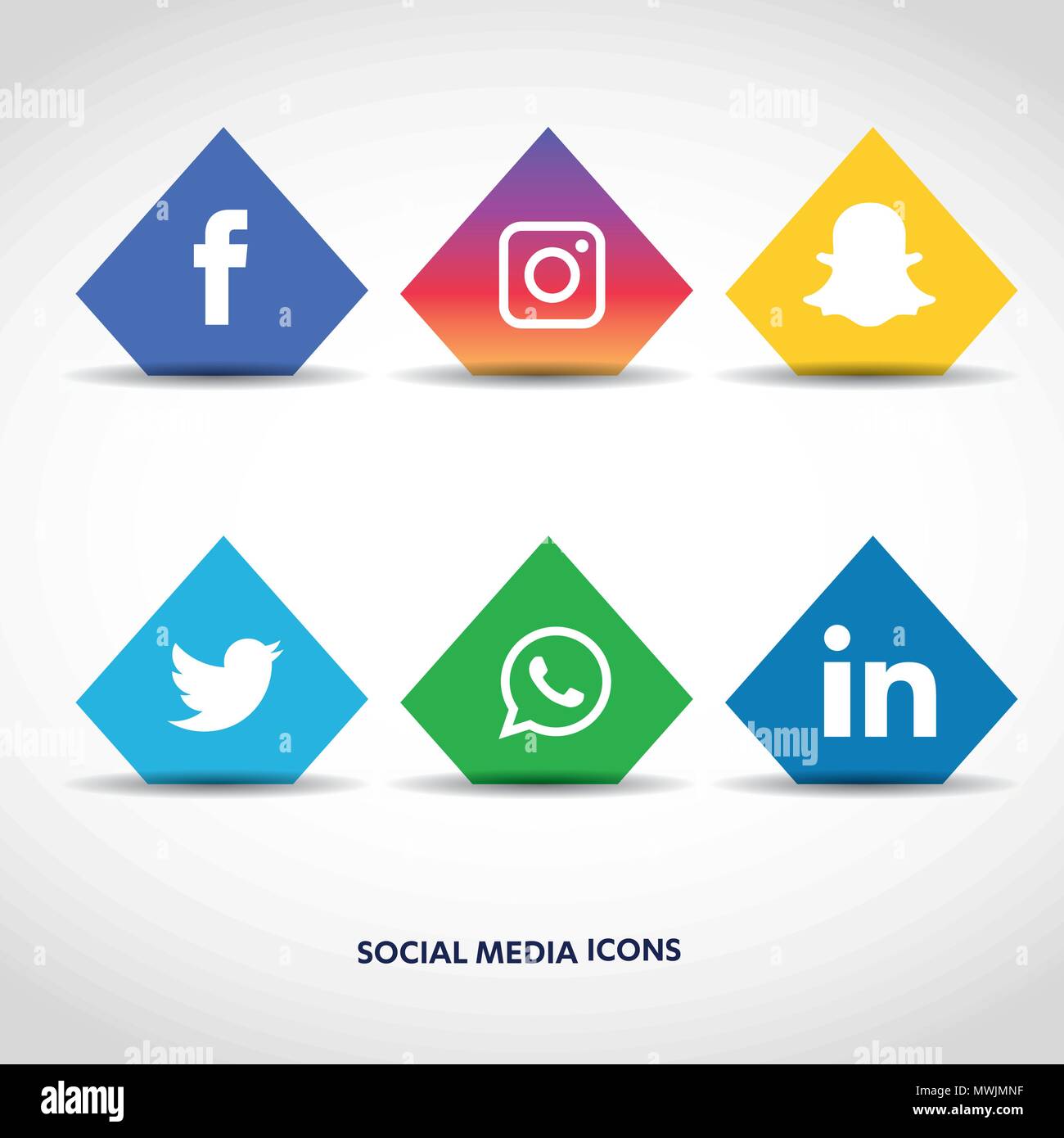 Social media set di icone. Vettore Logo Illustrator. facebook instagram, Whatsapp, Illustrazione Vettoriale