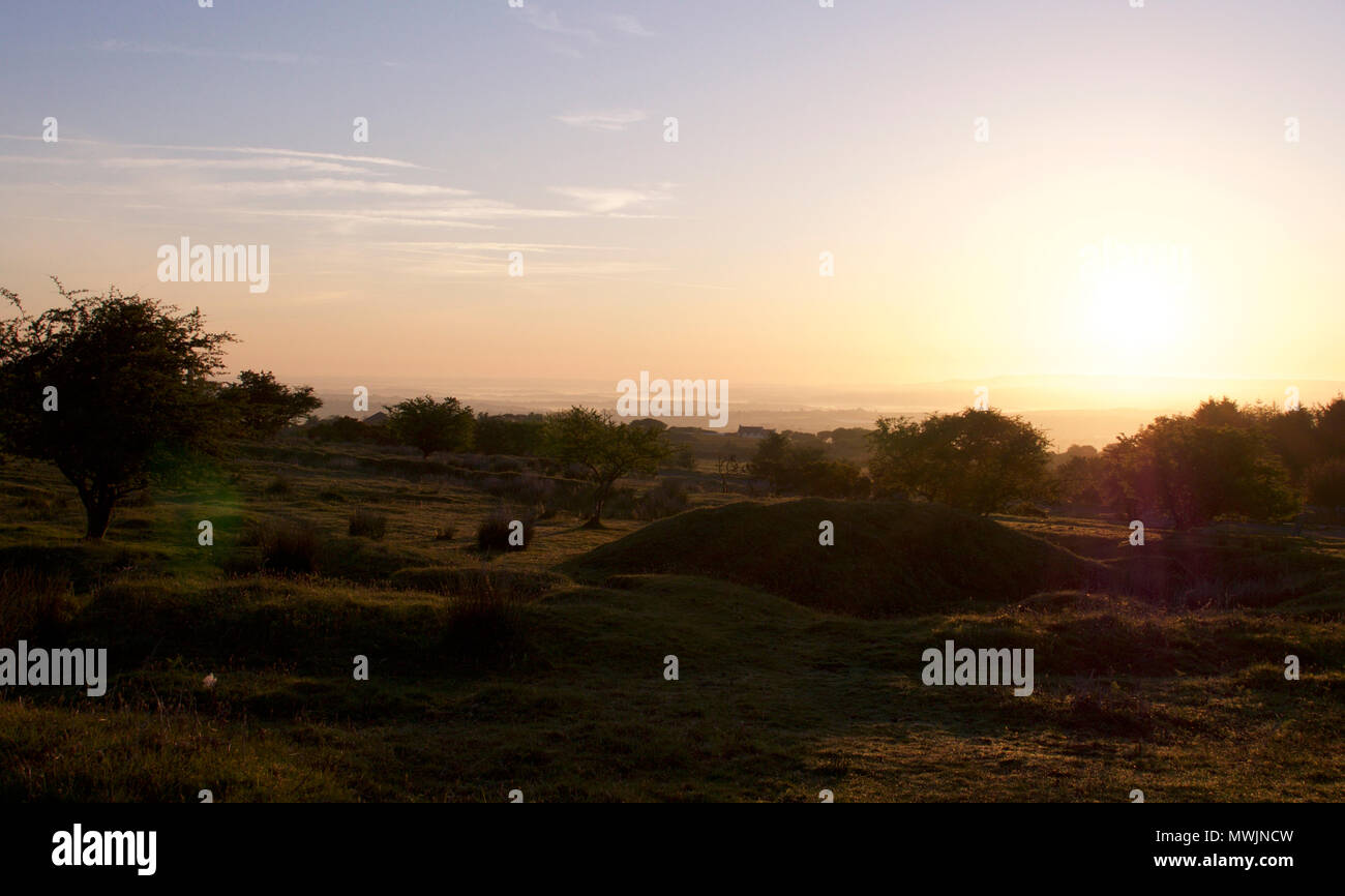 Sunrise a Bodmin Moor, Cornwall in primavera Foto Stock