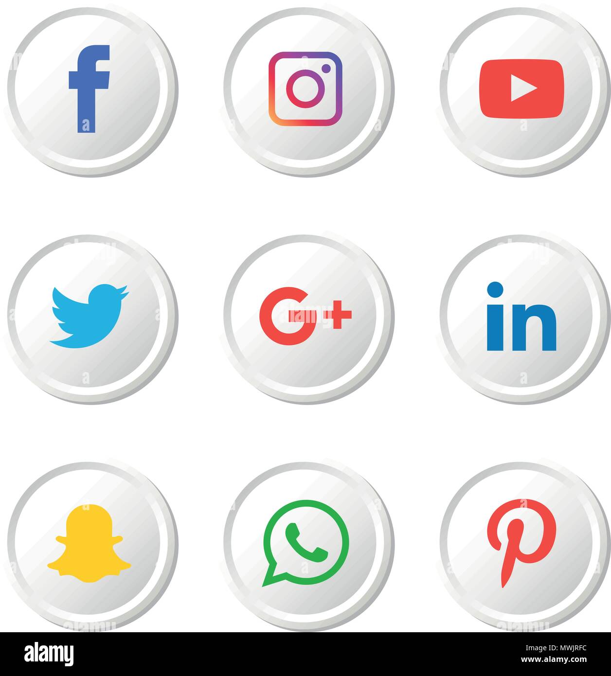 Social media set di icone. Vettore Logo Illustrator. facebook instagram, Whatsapp, Illustrazione Vettoriale