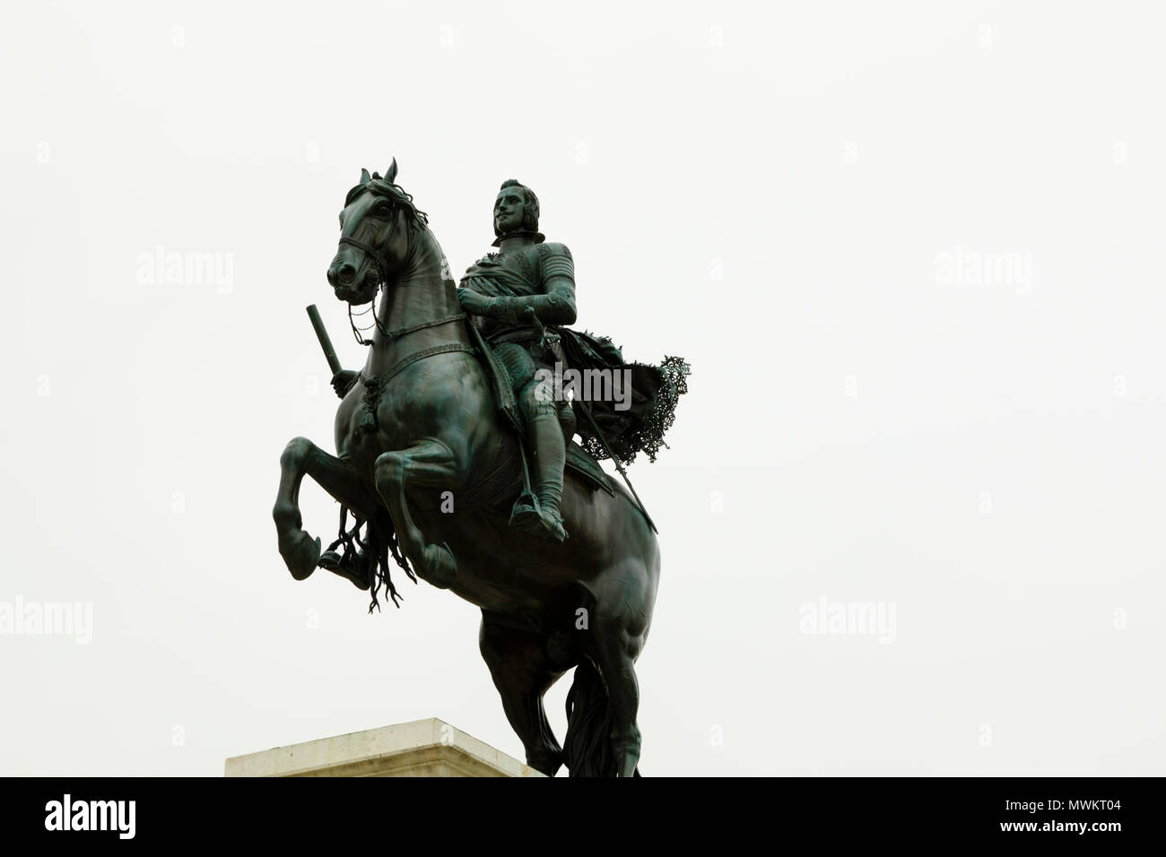 Statua di bronzo di re Filippo IV di Spagna, Madrid, Spagna. Maggio 2018 Foto Stock