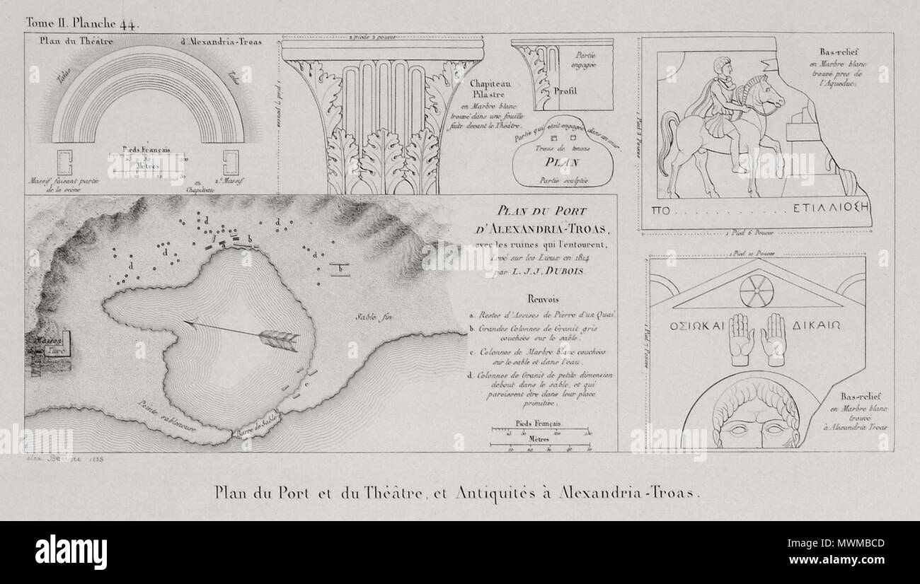 487 Plan du Port et du Théatre et Antiquités à Alexandria-Troas - Choiseul-gouffier Gabriel Florent Auguste De - 1822 Foto Stock