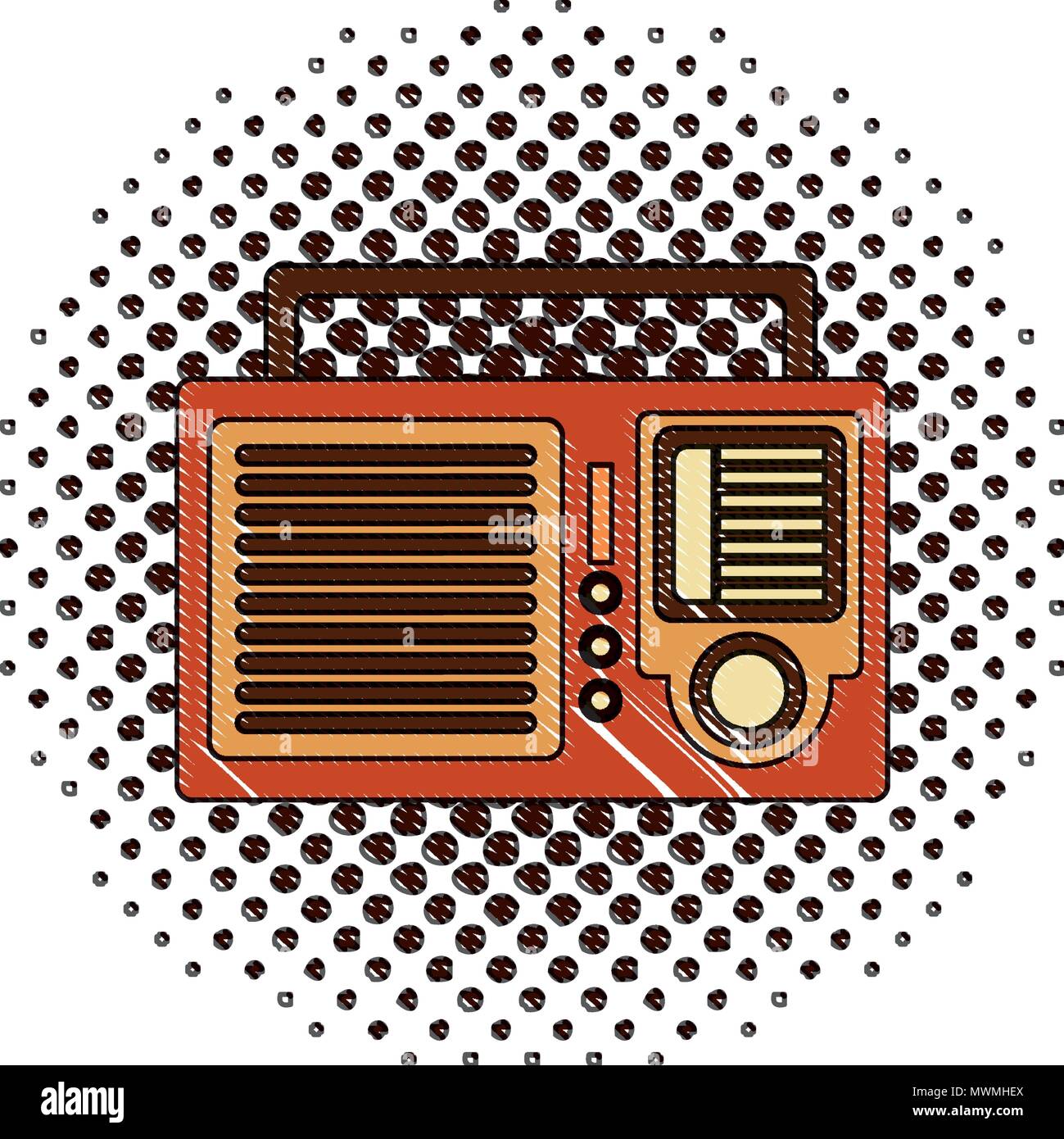 Retro Vintage suono radio immagine vocale illustrazione vettoriale disegno  dei mezzitoni Immagine e Vettoriale - Alamy
