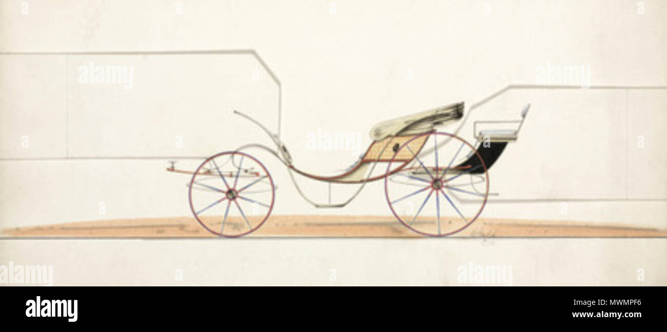 . Phaeton, del XIX secolo di disegno di un progetto per un carrello da Hooper & Co, i carrozzieri per la Regina Vittoria e il Principe di Galles. Xix secolo. Unattributed 480 Phaeton (3), XIX secolo Foto Stock