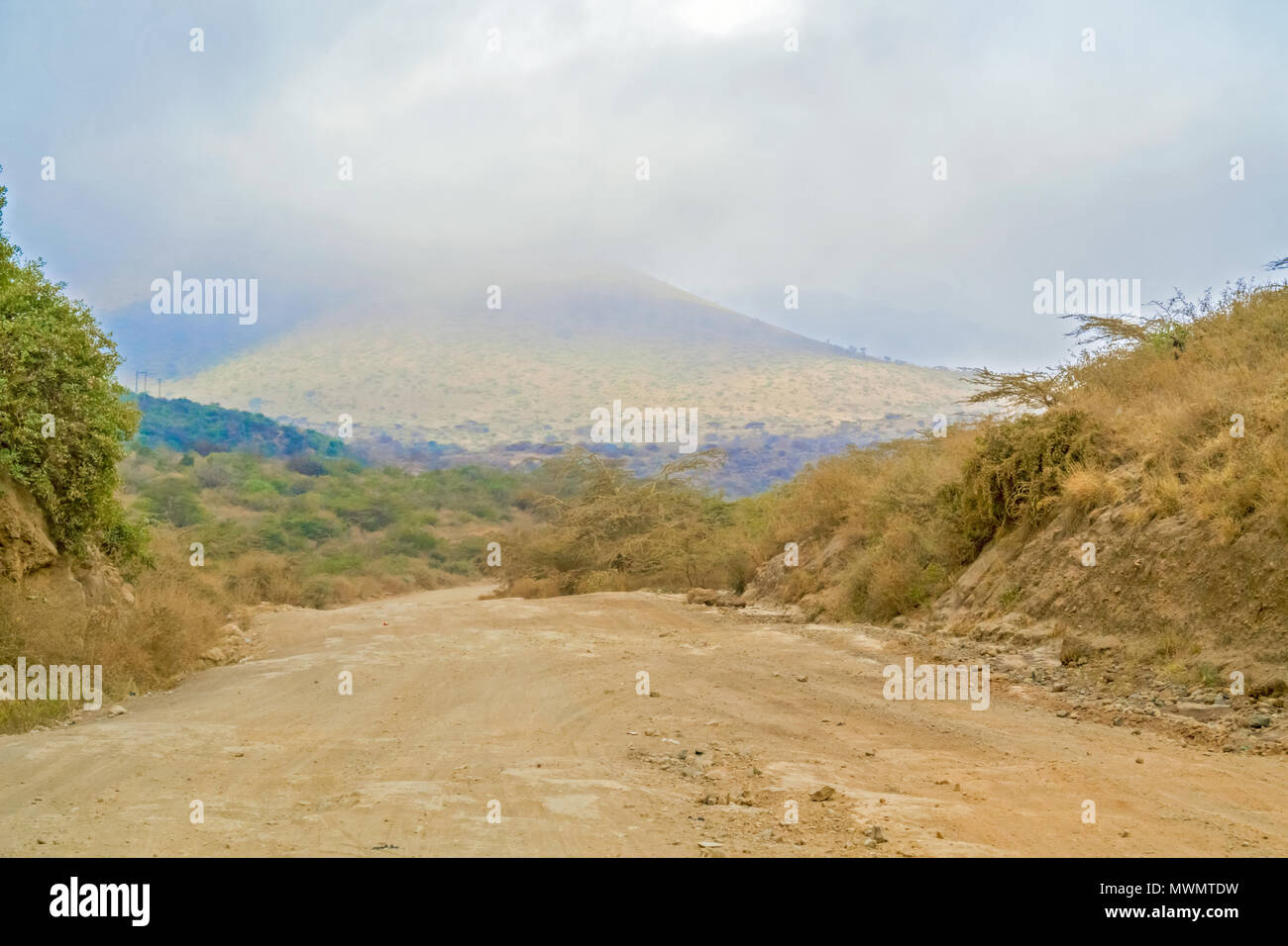 Panorama dalla strada di Marsabit per Laisamis in Kenia Foto Stock