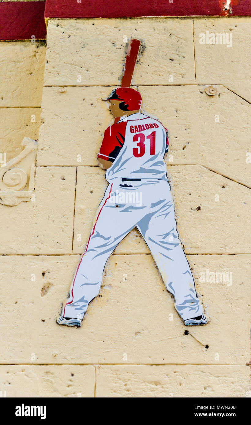 Murale di baseball Varadero, Cuba Foto Stock