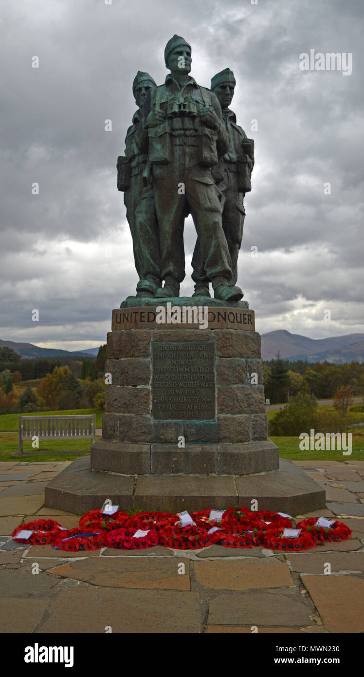 Spean Bridge Commando Memorial, altopiani, Scozia Foto Stock