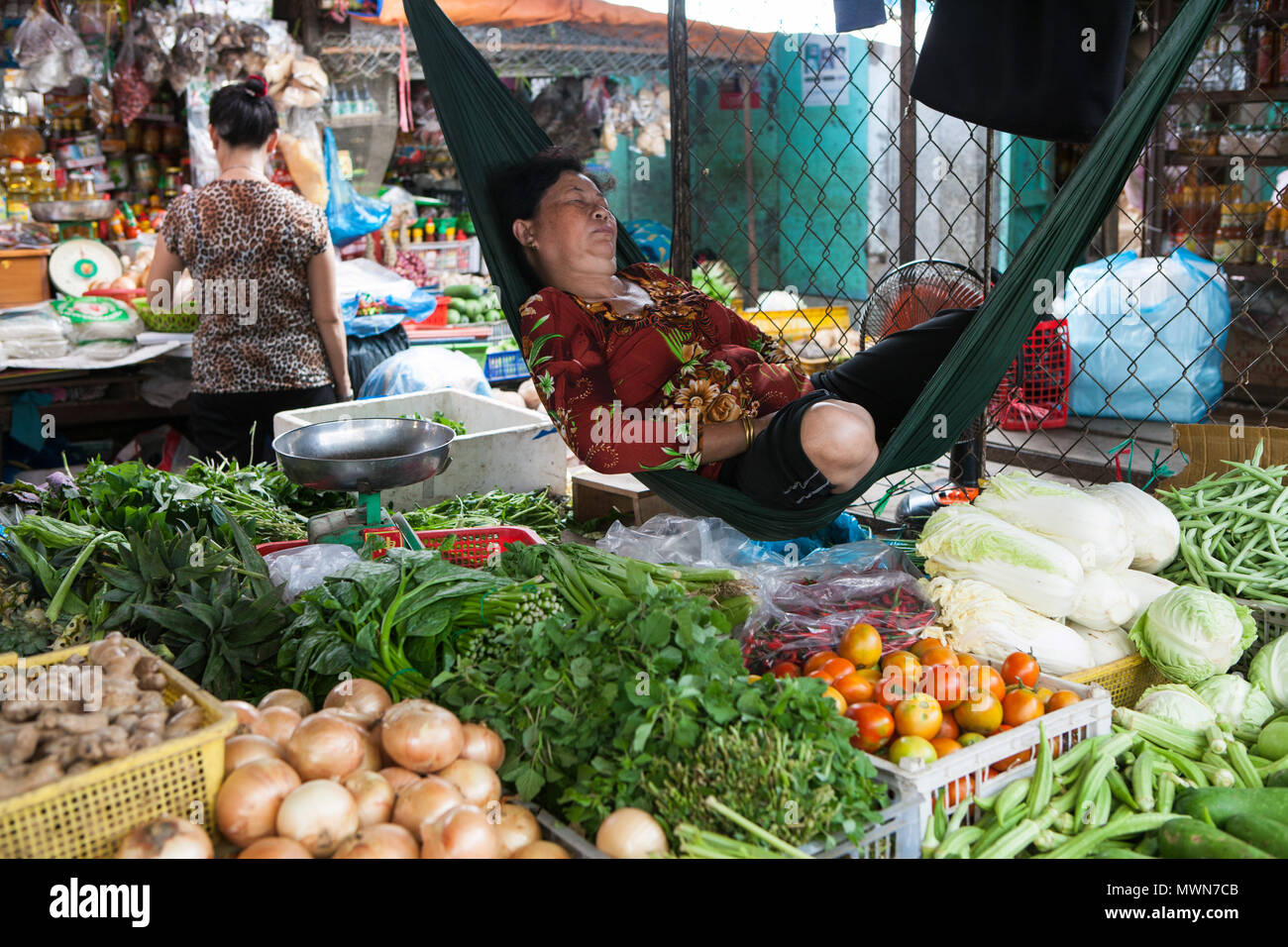 Mercati, Delta del Mekong, Vietnam Foto Stock