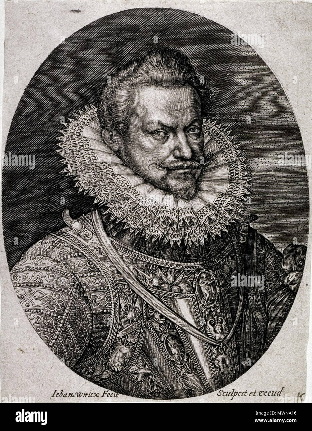 . Inglese: Ritratto di Filippo Guglielmo d Orange . dal XVI secolo fino al XVII secolo. Johannes Wierix 481 PhilippWilhelmvonOranien01 Foto Stock