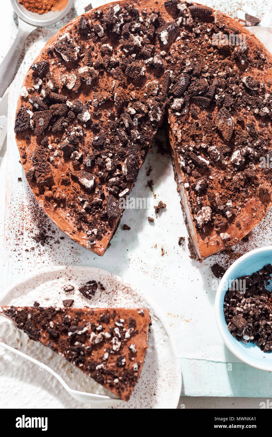 Cioccolata Nutella cheesecake con biscotti al cioccolato Foto Stock