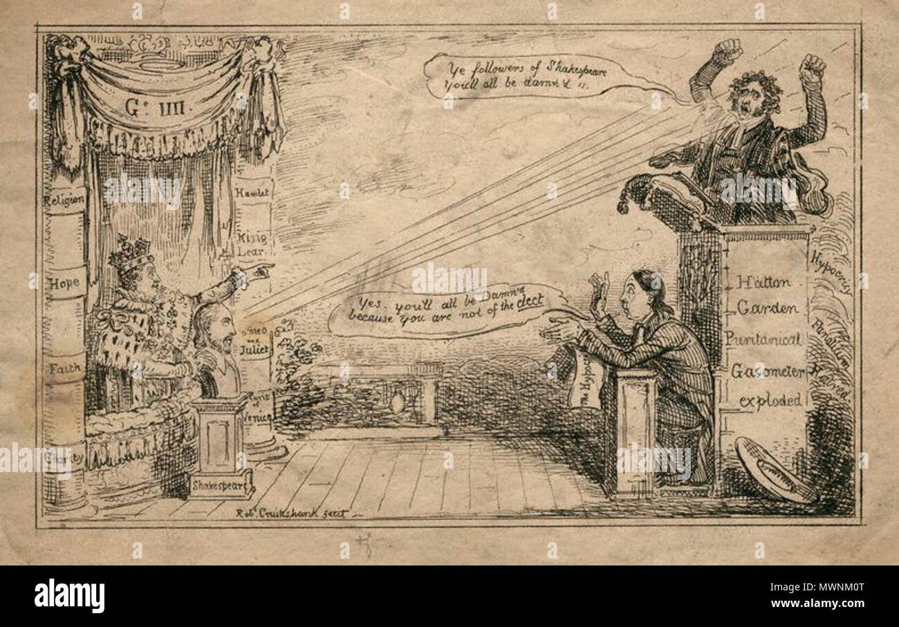 . Inglese: Caricatura di Edward Irving . 1824. Isaac Robert Cruikshank 180 Edward Irving caricatura Foto Stock