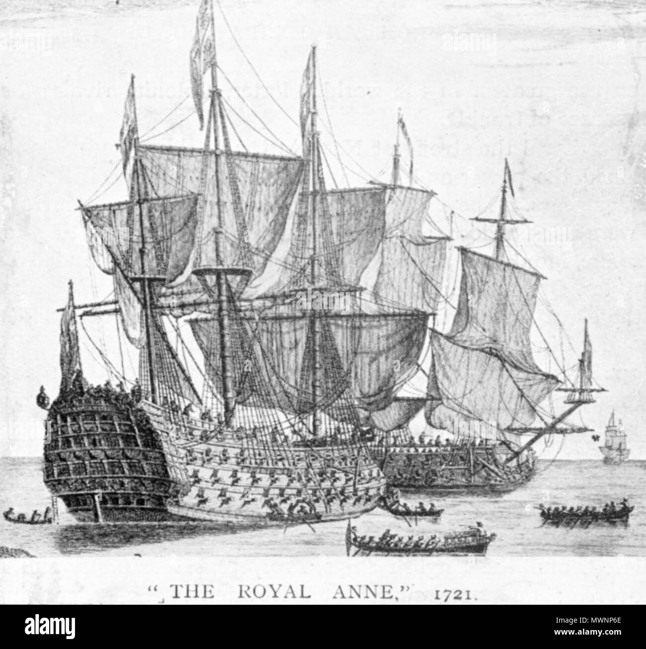 . Inglese: "HMS Royal Anne" nell'anno 1721. Probabilmente il XVIII secolo. Sconosciuto 530 Royal Anne (nave, 1670) - SLV H99.220-2568 Foto Stock