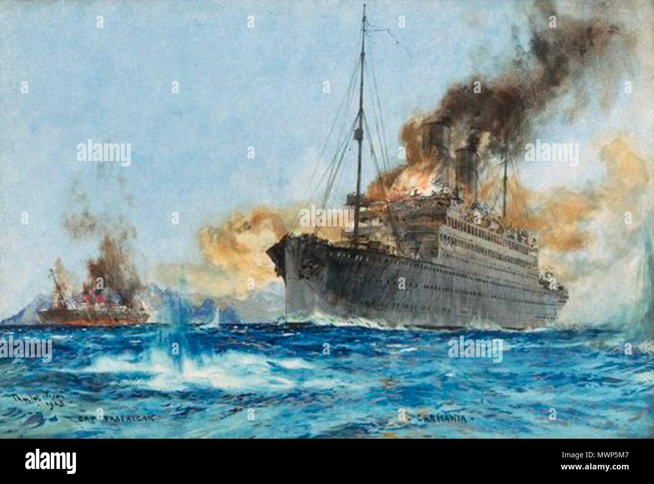. Inglese: Carmania naufragio Cap Trafalgar off Trinidad, Settembre 14, 1914 . 1923 560 naufragio Cap Trafalgar Foto Stock