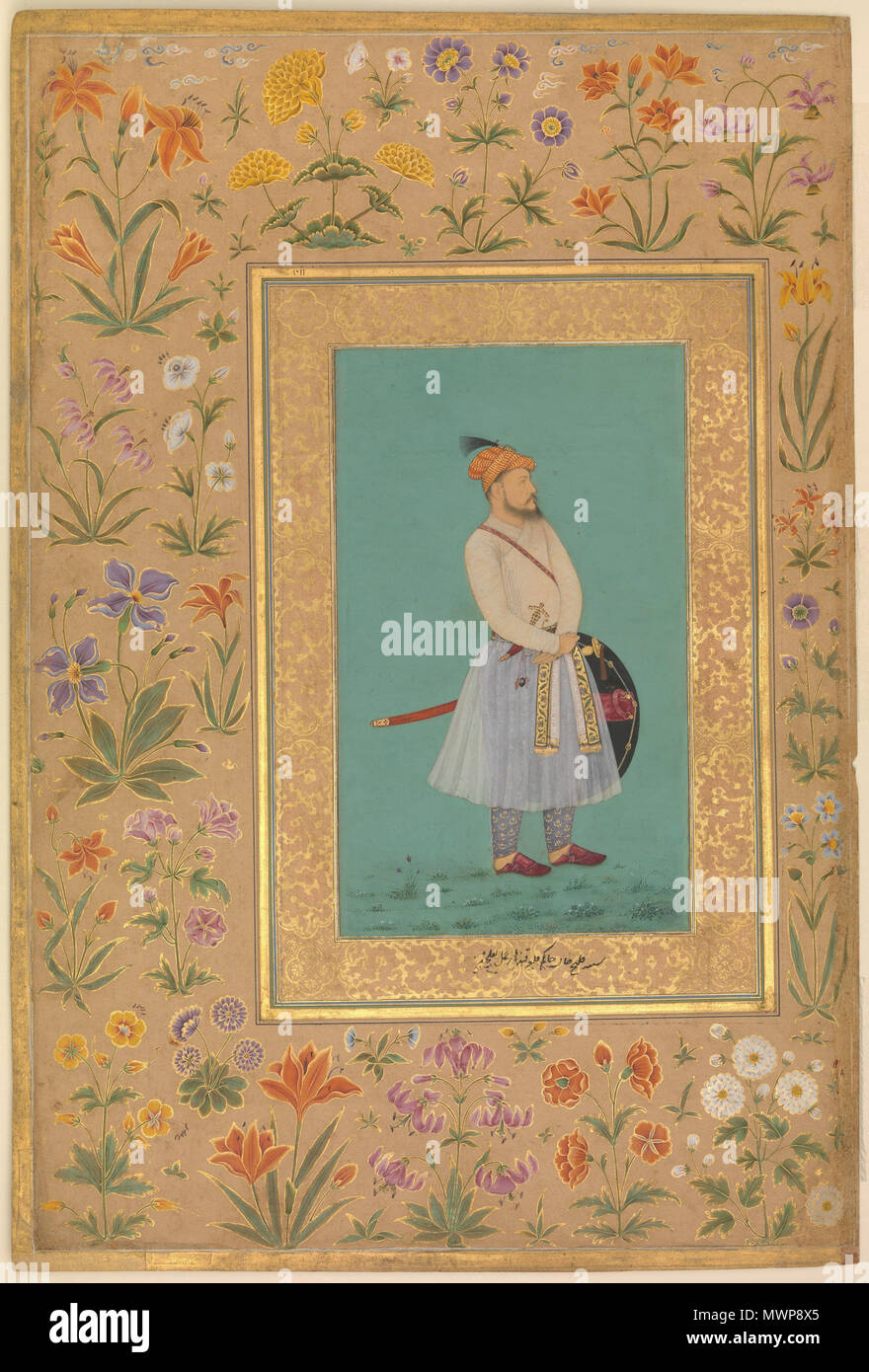 . " Ritratto di Qilich Khan Turani', Folio da Shah Jahan pittura album da La"lchand Calligrapher: Mir 'Ali Haravi (d. ca. 1550) Nome oggetto: Album Leaf regnare: Shah Jahan (1628-58), recto Data: recto: ca. 1640; tergo: ca. 1530-50 Geografia: India Medio: inchiostro opaco, acquerello, e oro su carta di dimensioni: H. 15 1/4 in. (38,7 cm) W. 10 5/16 in. (26,2 cm) Classificazione: Codices linea di credito: acquisto, Rogers il fondo e la Fondazione Kevorkian dono, 1955 Numero di accessione: 55.121.10.30 questa illustrazione non è sul display Condividi Aggiungi a MyMet Descrizione Il sitter del ritratto wa Foto Stock