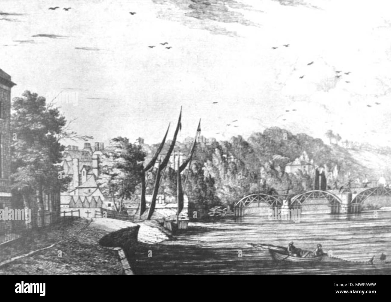 . Inglese: Richmond Bridge costruzione, 1774 . Il 15 novembre 2008, 17:21:00. Sconosciuto 522 Richmond Bridge costruzione, 1774 Foto Stock