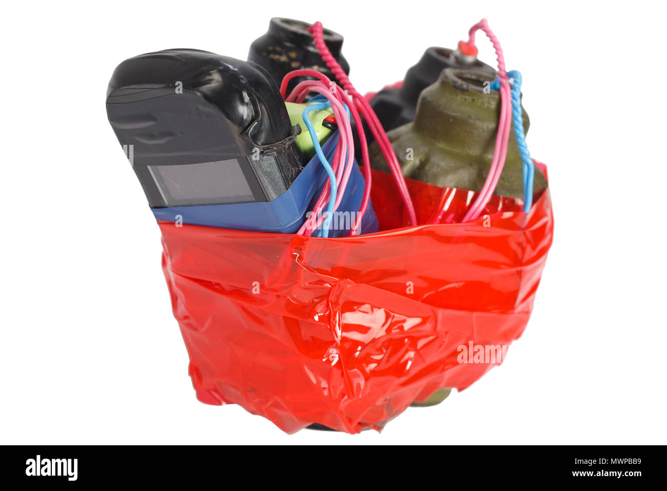 Fatto a mano bomba isolato su bianco Foto Stock