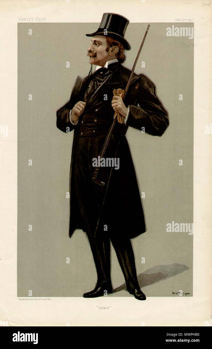 . La caricatura di Edmond Rostand. Leggere la didascalia "Cyrano". 1901. Jean Baptiste Guth 529 Edmond Rostand Vanity Fair 1901-06-20 Foto Stock