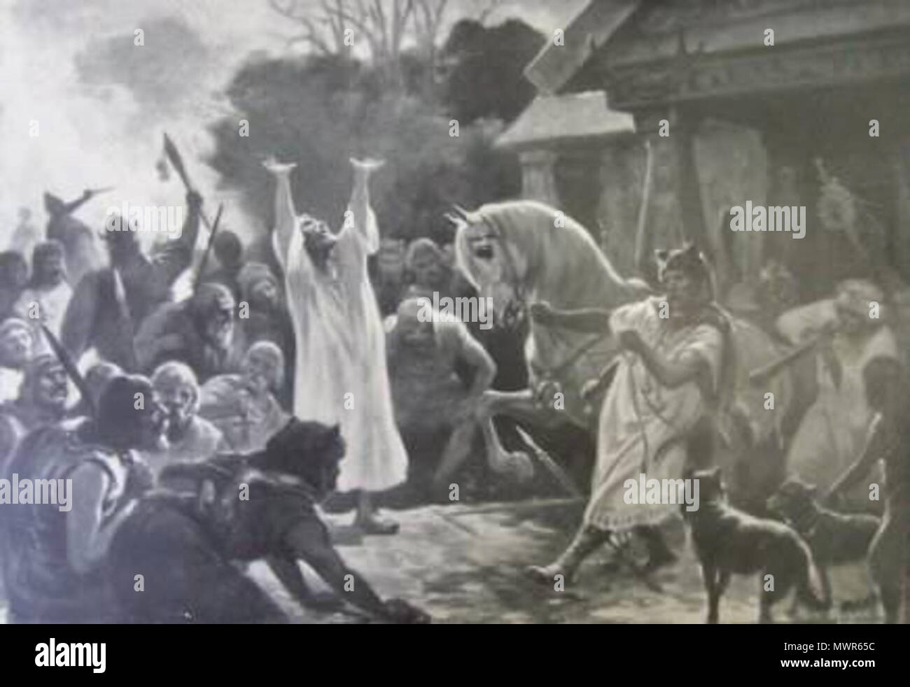 . Inglese: pittura storica Polski: Reprodukcja obrazu - Józef Ryszkiewicz, Wróżba przed bitwą, 1890 . 1890. Józef Ryszkiewicz 534 Ryszkiewicz wrozba Foto Stock