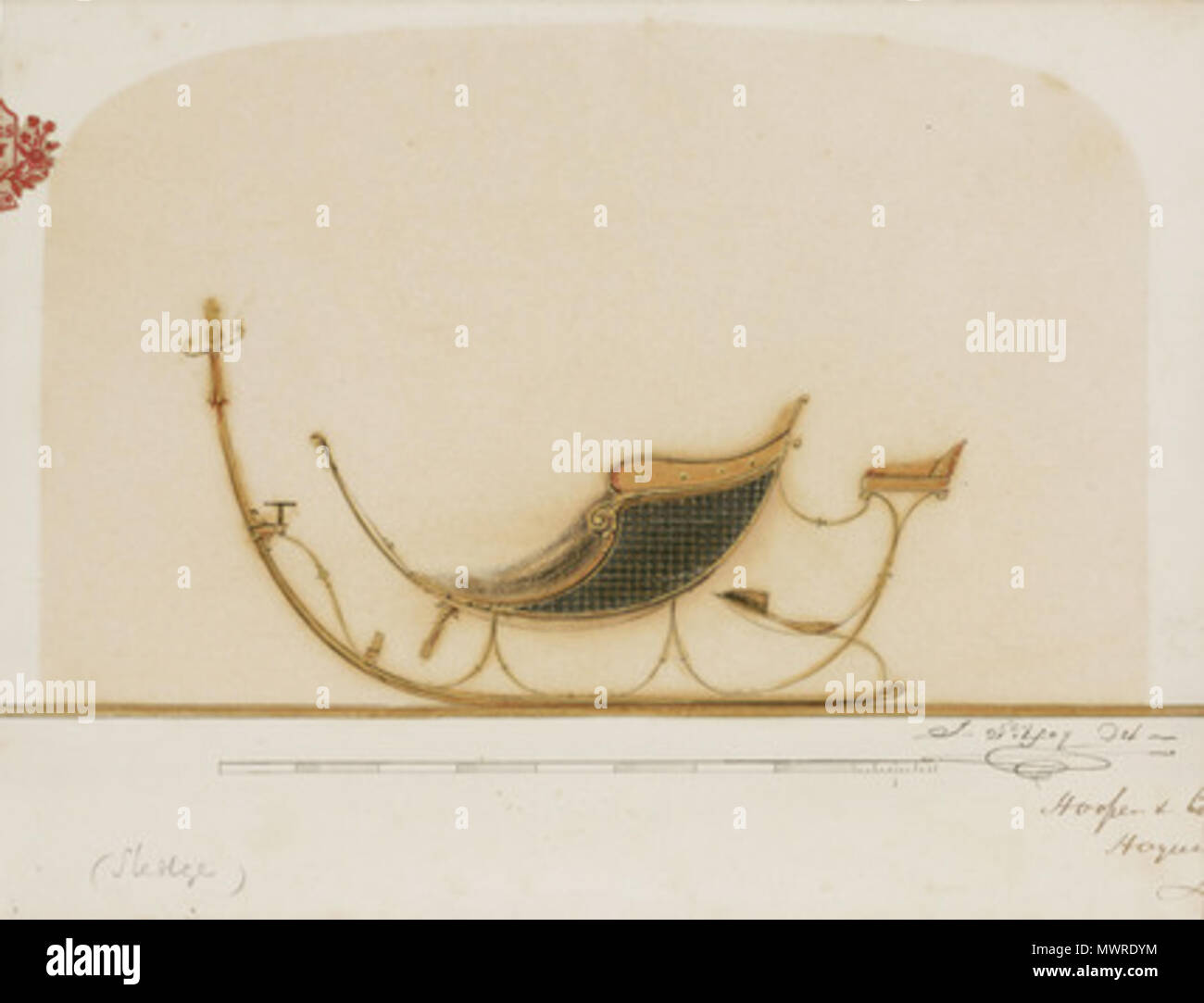 . Disegno di J Gilfoy del design per una carrozza prodotte dai carrozzieri Hooper & Co. La ditta è stata fondata nel 1807 a Haymarket, Londra, si sono aggiudicati il loro primo regio patronato nel 1830, e si è guadagnato una reputazione di qualità ineguagliabile e artigianato. Nel XX secolo hanno commutato per la costruzione di carrozzerie per automobili e probabilmente sono più noti per la loro associazione con Rolls Royce Ltd. Xix secolo. J Gilfoy 564 slitta, 1850-1900 Foto Stock