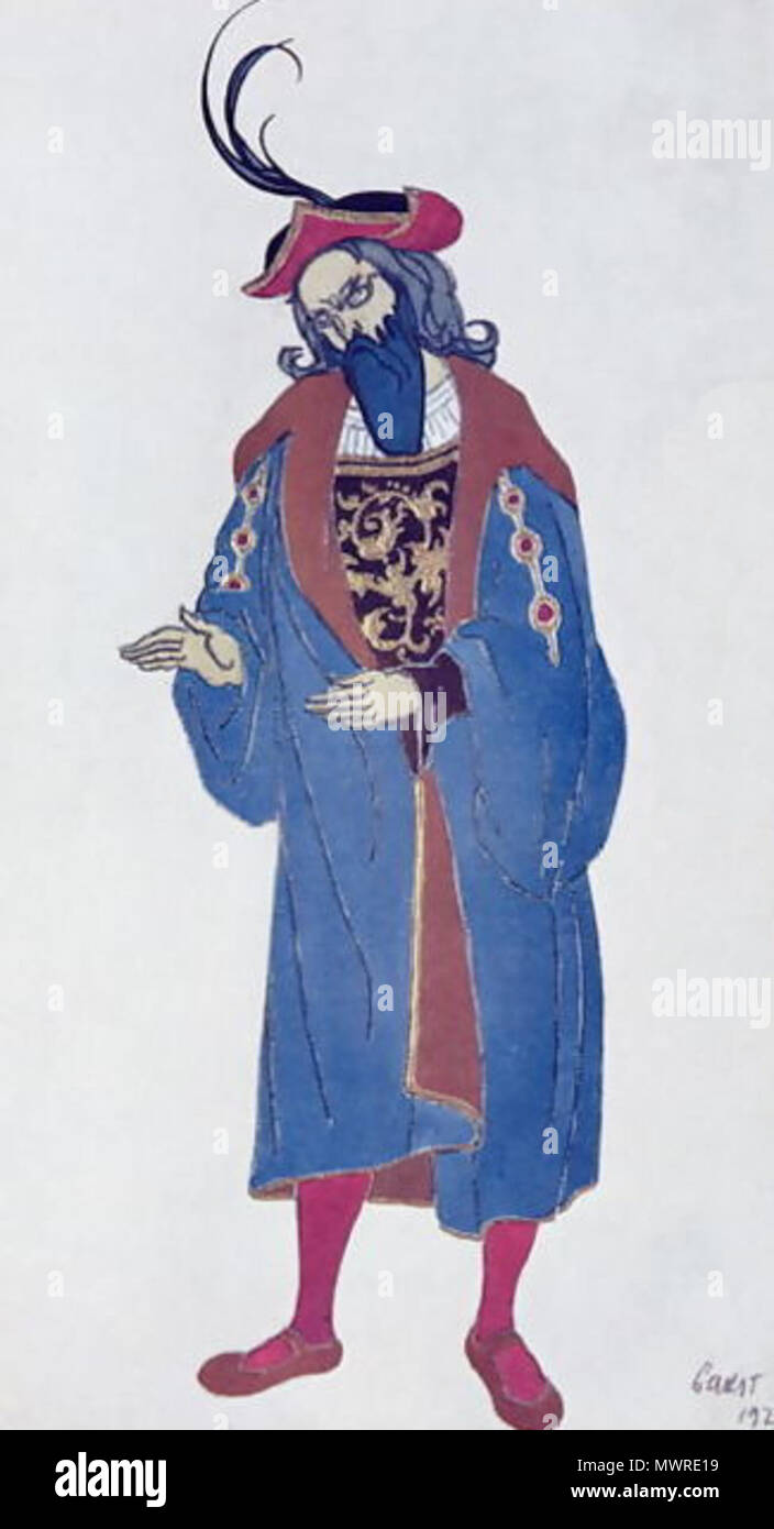 . Эскиз костюма к балету П.и.Чайковского 'Спящая принцесса'. 1921 Costume Design per Blue-Beard, da Sleeping Beauty . 1921. Bakst 564 Sleeping Beauty da L. Bakst 15 Foto Stock