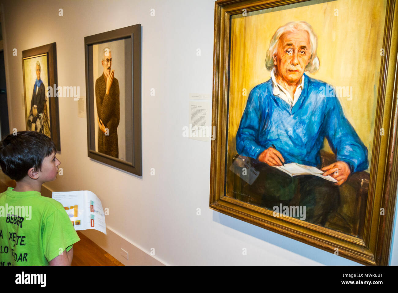 Washington DC DC, National Portrait Gallery, Donald W, Reynolds Center for American Art and Portraiture, Albert Einstein, fisico, pittura, ar Foto Stock