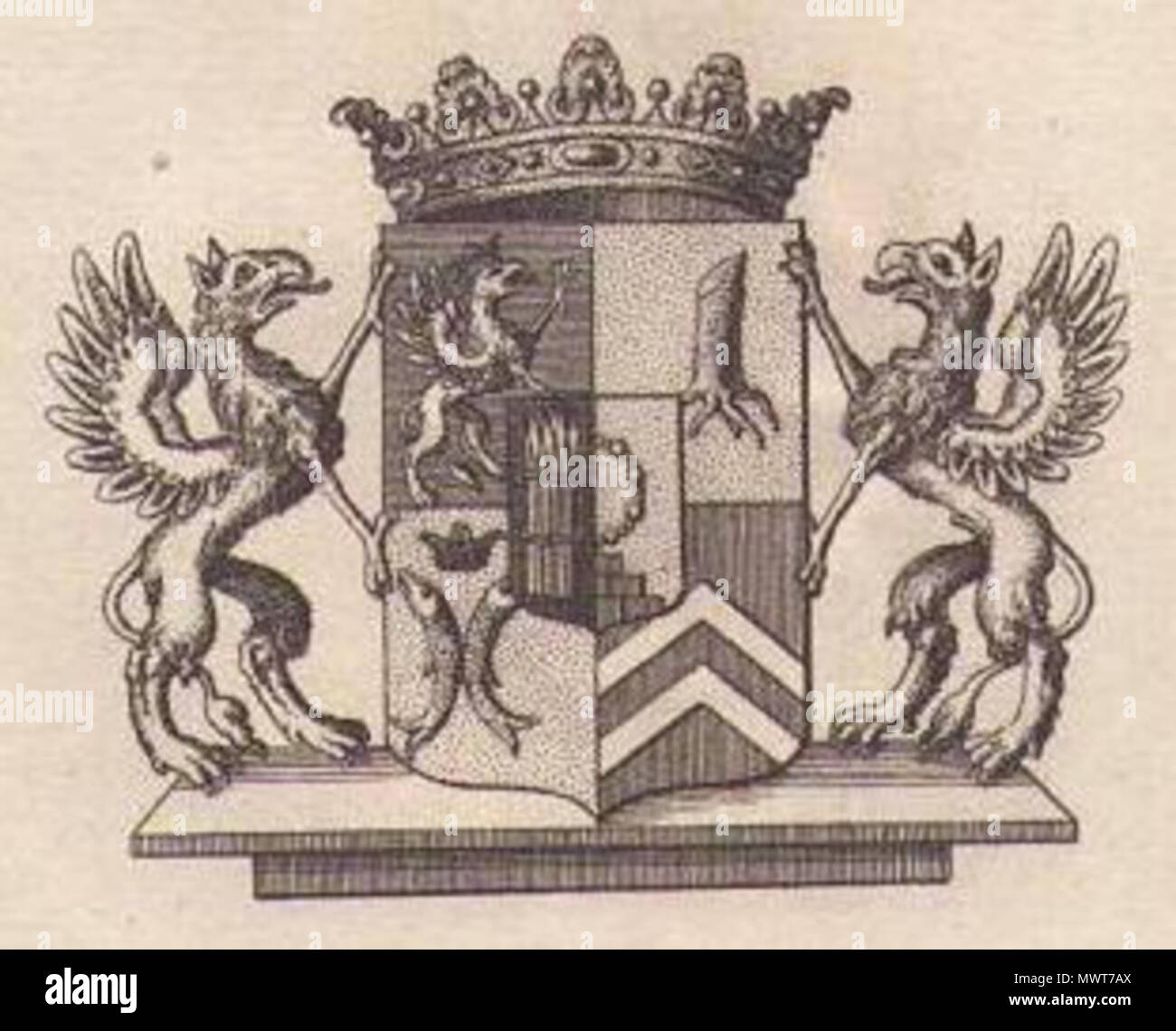 . Deutsch: Wappen der Grafen Stralenheim-Wasaburg. Inglese: stemma dei conteggi di Stralenheim-Wasaburg, piastra 25 da K. Tyroff: Wappenbuch des Gesammten Adels des Königreichs Baiern. 1818. Sconosciuto 578 StralenheimWasaburgCoA Foto Stock
