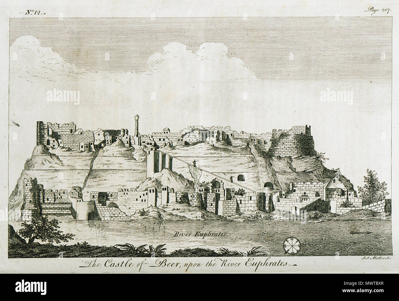 . Inglese: Alexander Drummond. Viaggia attraverso diverse città della Germania, Italia, Grecia, e molte parti dell'Asia, per quanto riguarda le banche dell'Eufrate: In una serie di lettere, Londra, W. Strahan per l'autore, MDCCLIV (1754). 1754. Alexander Drummond 594 il Castello di birra, al fiume Eufrate - Drummond Alexander - 1754 Foto Stock